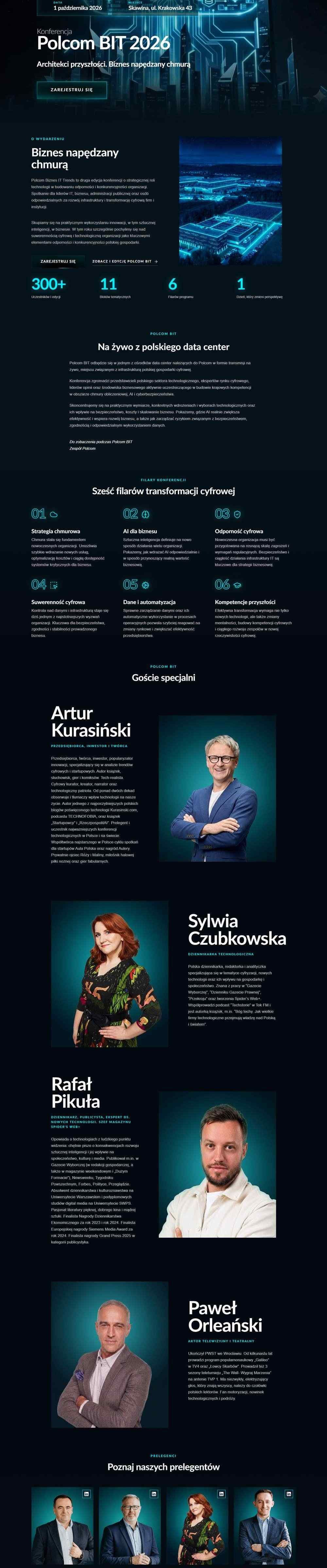 Projekt strony internetowej Polcom BIT 2026 - podgląd układu strony